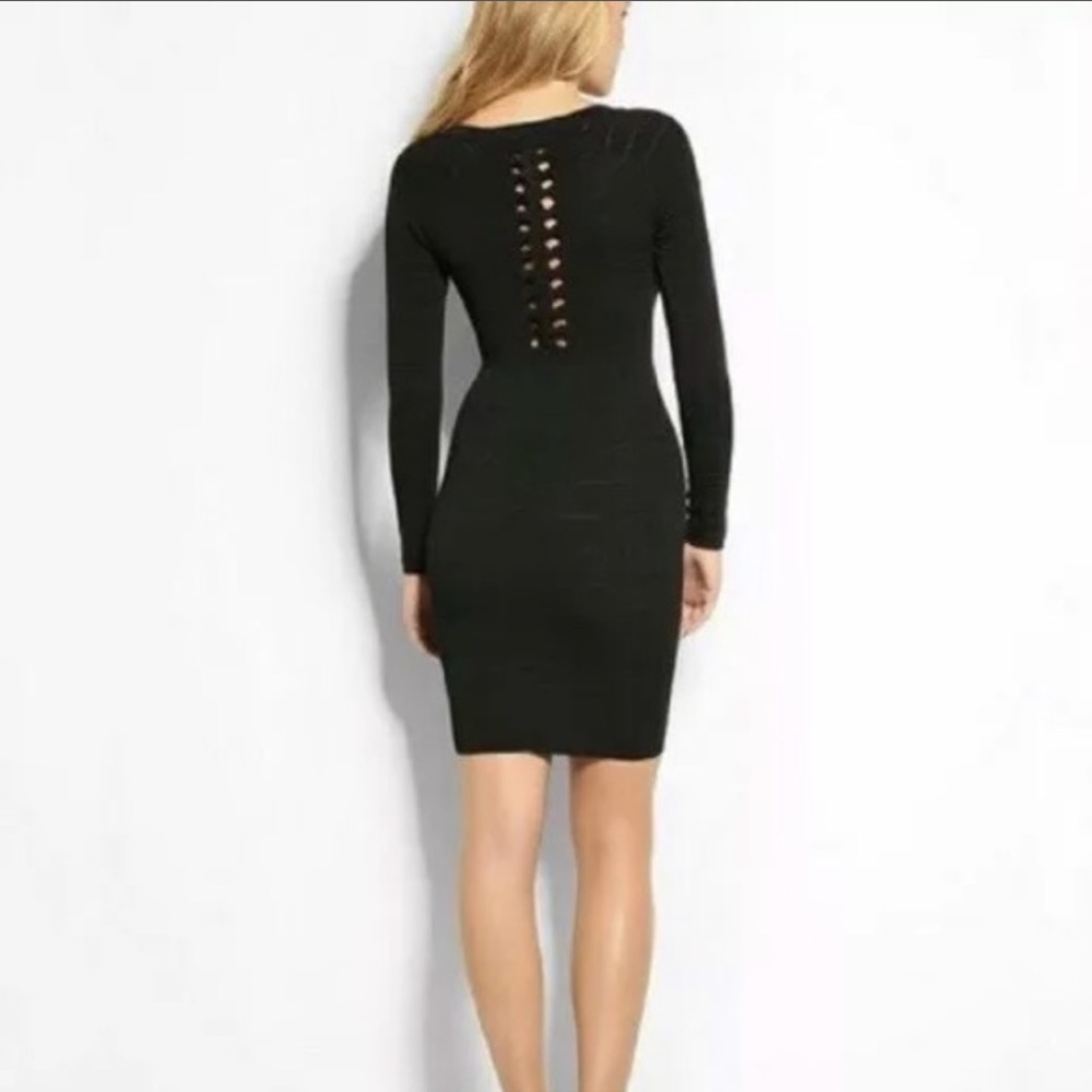 GUESS L Black Bandage Dress with Braided Back